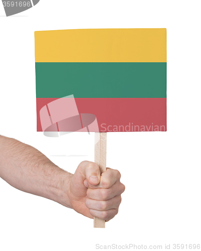 Image of Hand holding small card - Flag of Lithuania