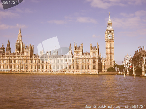 Image of Retro looking Houses of Parliament in London