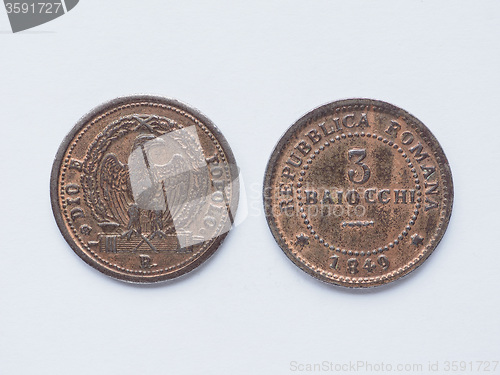 Image of Old Italian coin 3 baiocchi