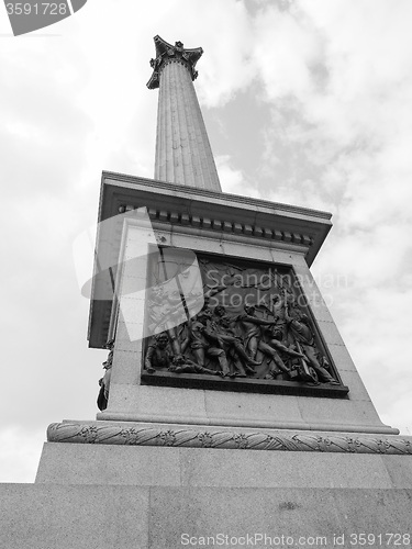 Image of Black and white Nelson Column in London