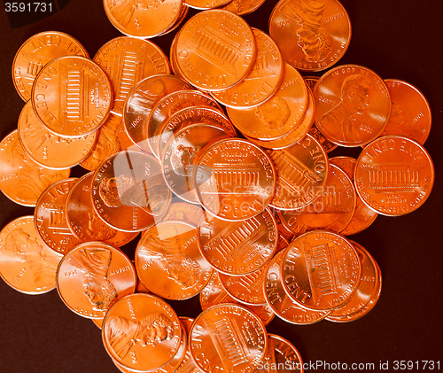 Image of Retro look Dollar coins 1 cent wheat penny cent