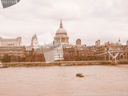 Image of Retro looking River Thames in London
