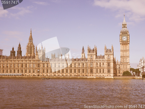 Image of Retro looking Houses of Parliament in London