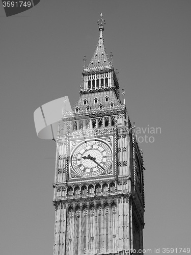 Image of Black and white Big Ben in London