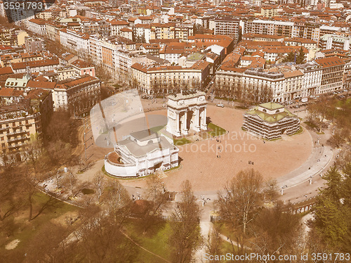 Image of Retro looking Milan aerial view