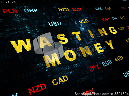 Image of Money concept: Wasting Money on Digital background