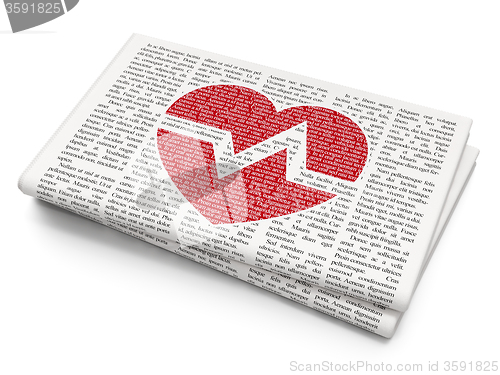 Image of Health concept: Heart on Newspaper background