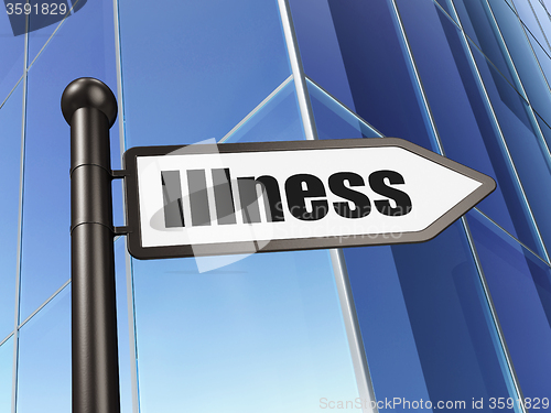 Image of Medicine concept: sign Illness on Building background