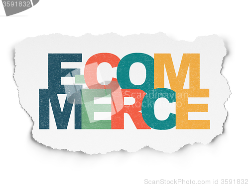 Image of Business concept: E-commerce on Torn Paper background