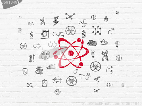 Image of Science concept: Molecule on wall background