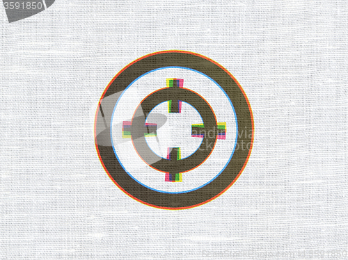 Image of Finance concept: Target on fabric texture background