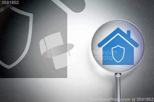 Image of Business concept:  Home with optical glass on digital background