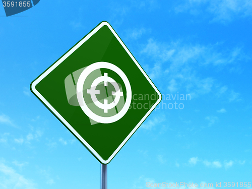 Image of Business concept: Target on road sign background