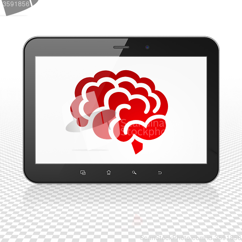 Image of Health concept: Tablet Computer with Brain on display