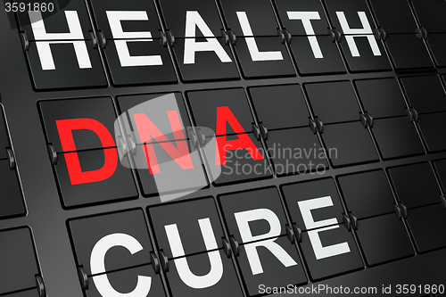 Image of Health concept: DNA on airport board background