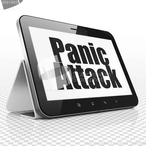 Image of Health concept: Tablet Computer with Panic Attack on display