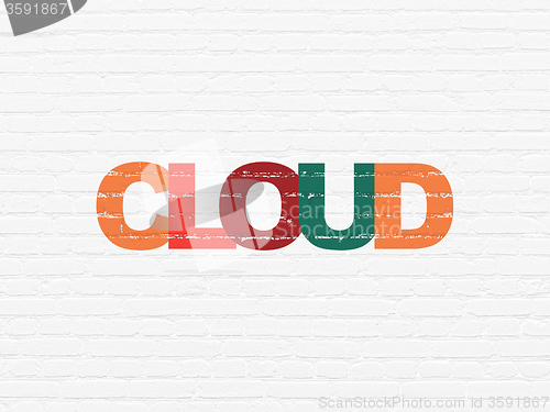 Image of Cloud technology concept: Cloud on wall background