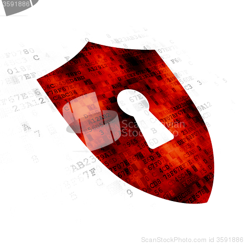 Image of Privacy concept: Shield With Keyhole on Digital background