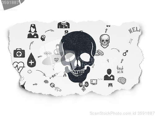 Image of Health concept: Scull on Torn Paper background