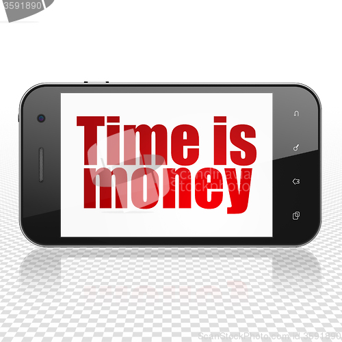 Image of Business concept: Smartphone with Time is Money on display