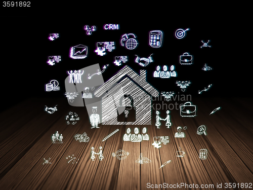 Image of Business concept: Home in grunge dark room