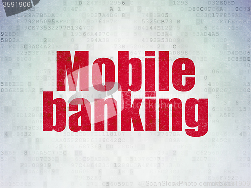 Image of Banking concept: Mobile Banking on Digital Paper background