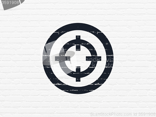 Image of Finance concept: Target on wall background