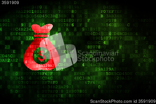 Image of Business concept: Money Bag on digital background