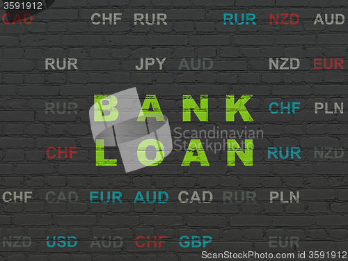 Image of Currency concept: Bank Loan on wall background