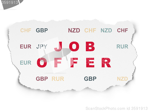 Image of Finance concept: Job Offer on Torn Paper background