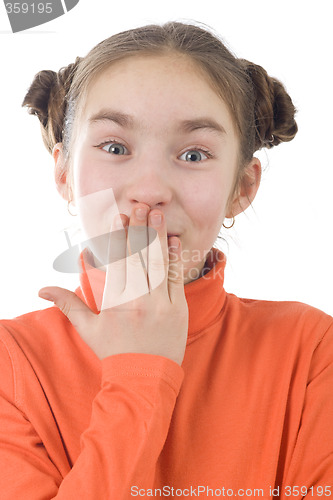 Image of Surprised little girl, isolate on white.