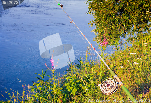 Image of Fishing tackle for catching fish in the river.