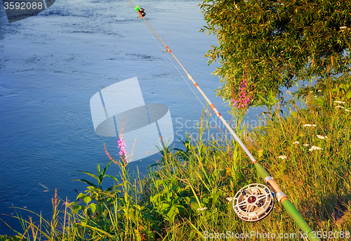 Image of Fishing tackle for catching fish in the river.