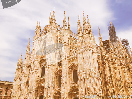 Image of Retro looking Milan cathedral