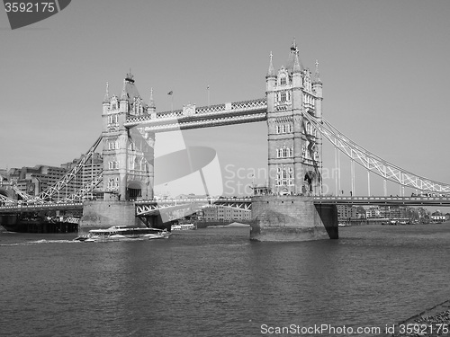 Image of Black and white Tower Bridge in London