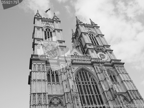 Image of Black and white Westminster Abbey in London