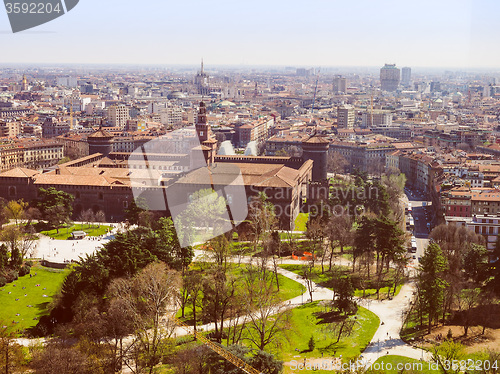 Image of Retro look Milan aerial view