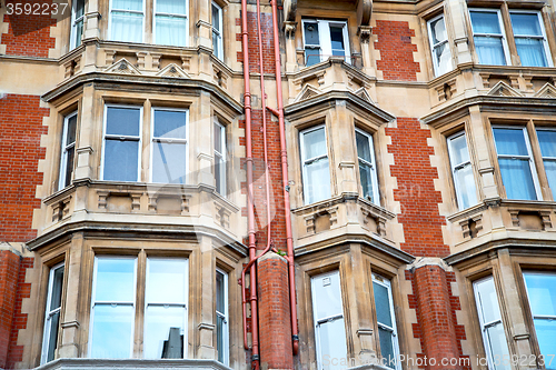 Image of window in europe london old red brick     historical 