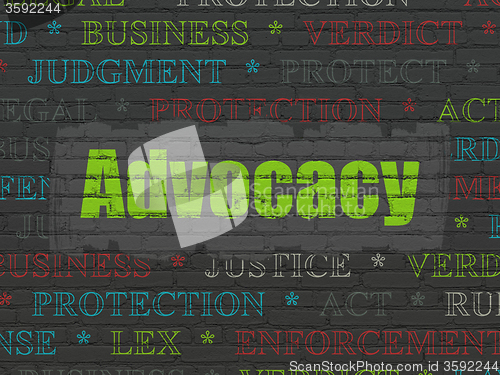 Image of Law concept: Advocacy on wall background