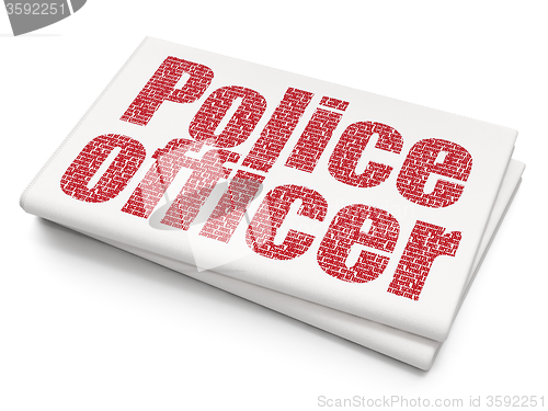Image of Law concept: Police Officer on Blank Newspaper background