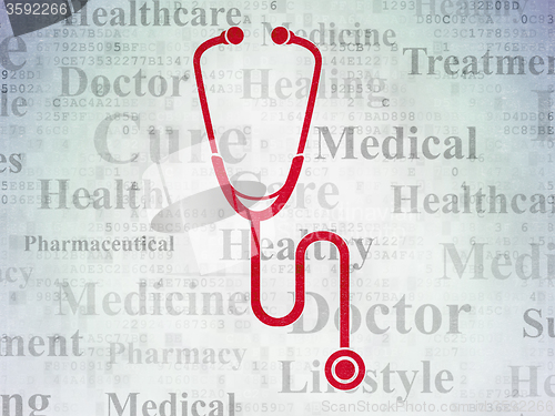Image of Healthcare concept: Stethoscope on Digital Paper background