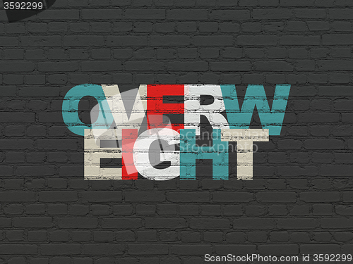 Image of Health concept: Overweight on wall background