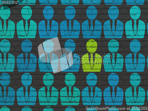 Image of Business concept: business man icon on wall background