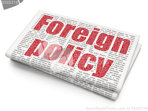 Image of Political concept: Foreign Policy on Newspaper background