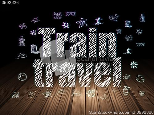 Image of Vacation concept: Train Travel in grunge dark room