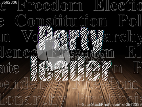 Image of Political concept: Party Leader in grunge dark room