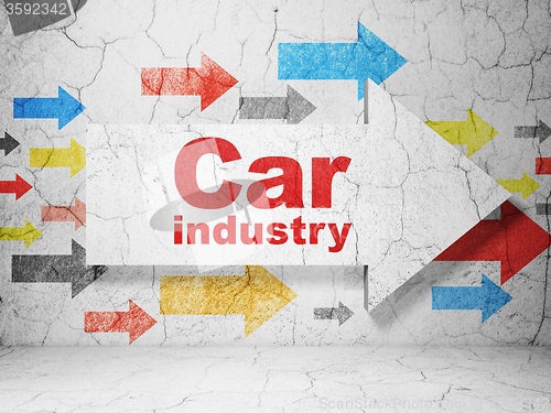 Image of Manufacuring concept: arrow with Car Industry on grunge wall background
