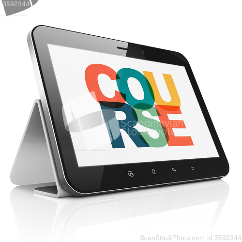 Image of Education concept: Tablet Computer with Course on  display