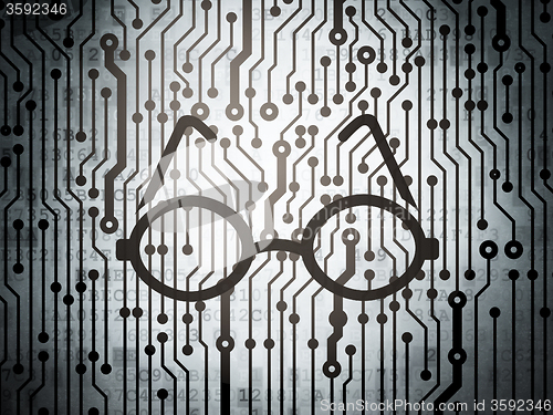 Image of Learning concept: circuit board with Glasses