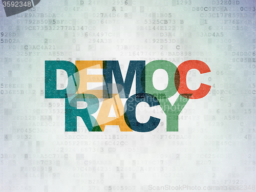 Image of Political concept: Democracy on Digital Paper background